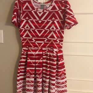 Lularoe Amelia Dress Large Red Altered in Length